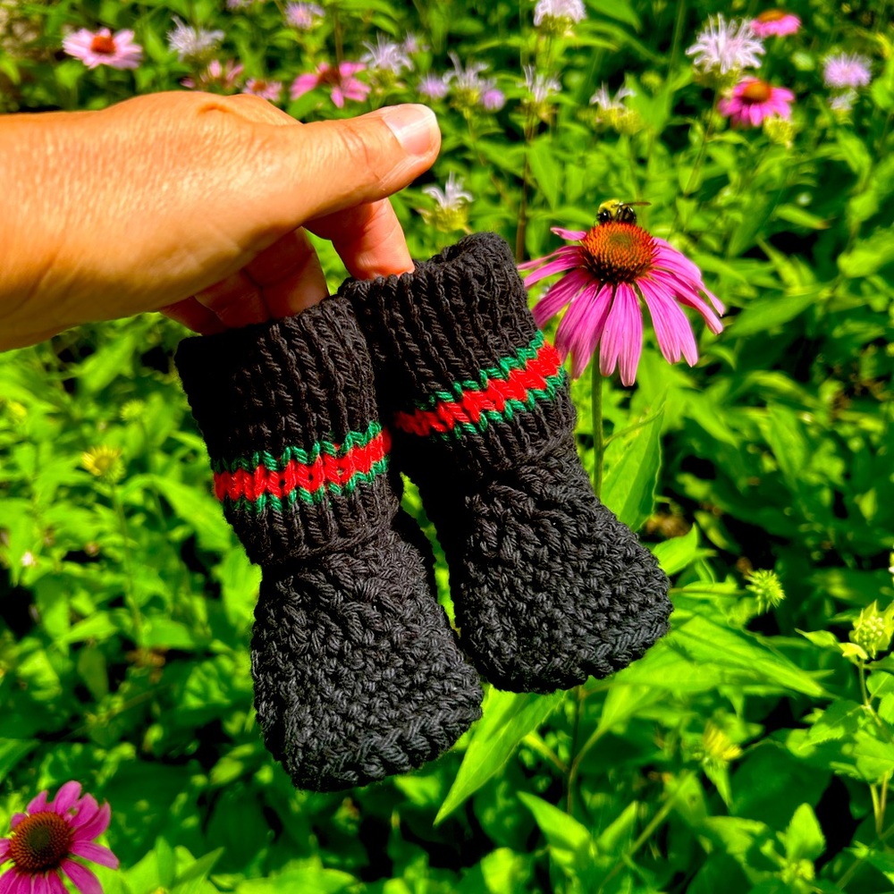 Crochet/handknit Gucci-like Baby Booties Size 0-6 months (Newborn)